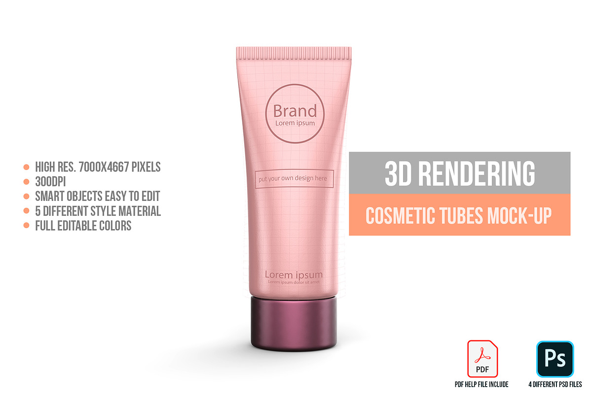 3D Rendering Cosmetic Tubes Mock-up, a Packaging Mockup by graystudio (Photo 31 of 50)