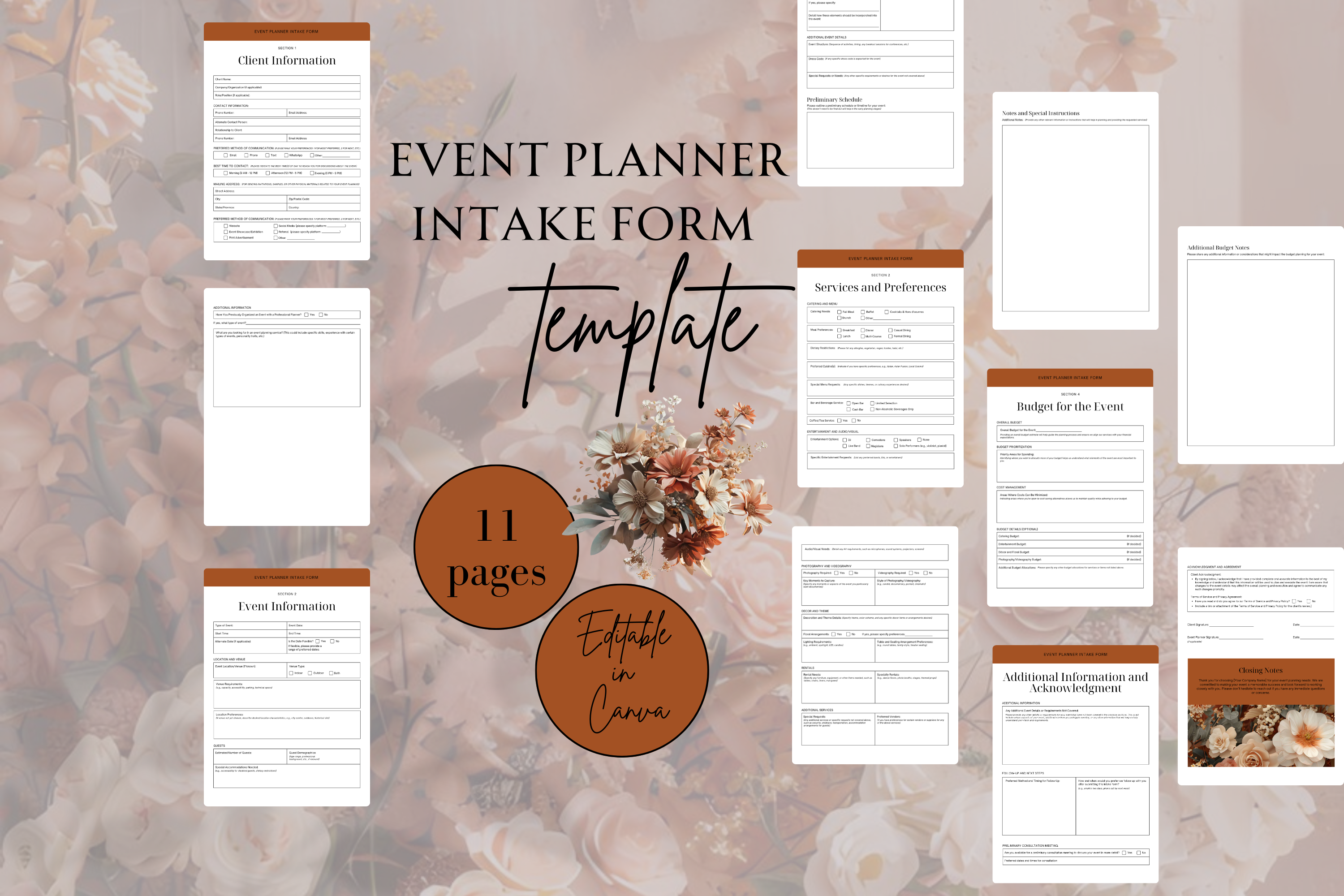 TERRACOTTA EVENT PLANNER INTAKE FORM, a Marketing Template by Daring Digies