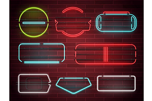 Realistic empty neon frames and, an Illustration by Vectorbuum