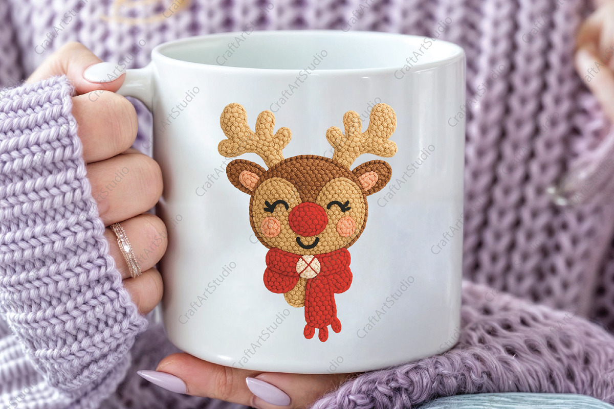 Christmas Patchwork Reindeer PNG, an Icon by CraftArtStudio (Photo 2 of 4)
