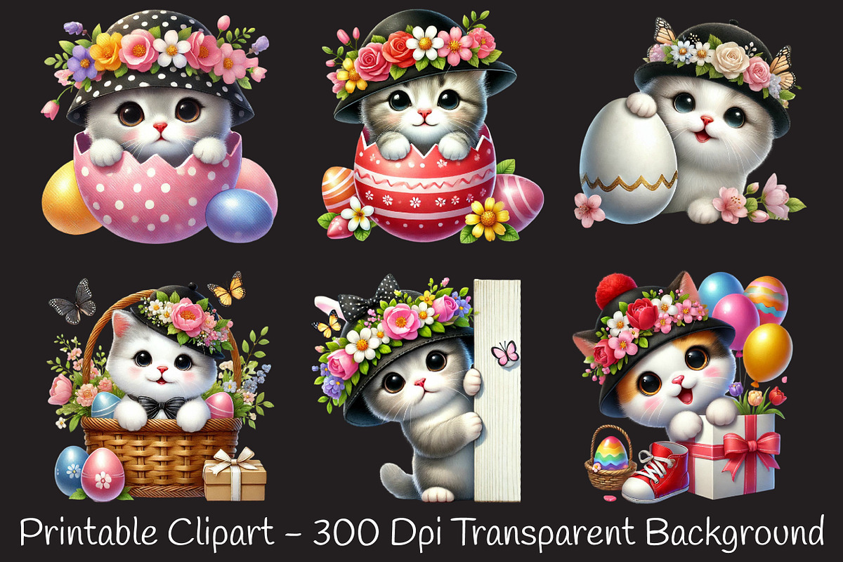 Easter day cat peeking clipart, an Illustration by RobertsArt (Photo 7 of 7)