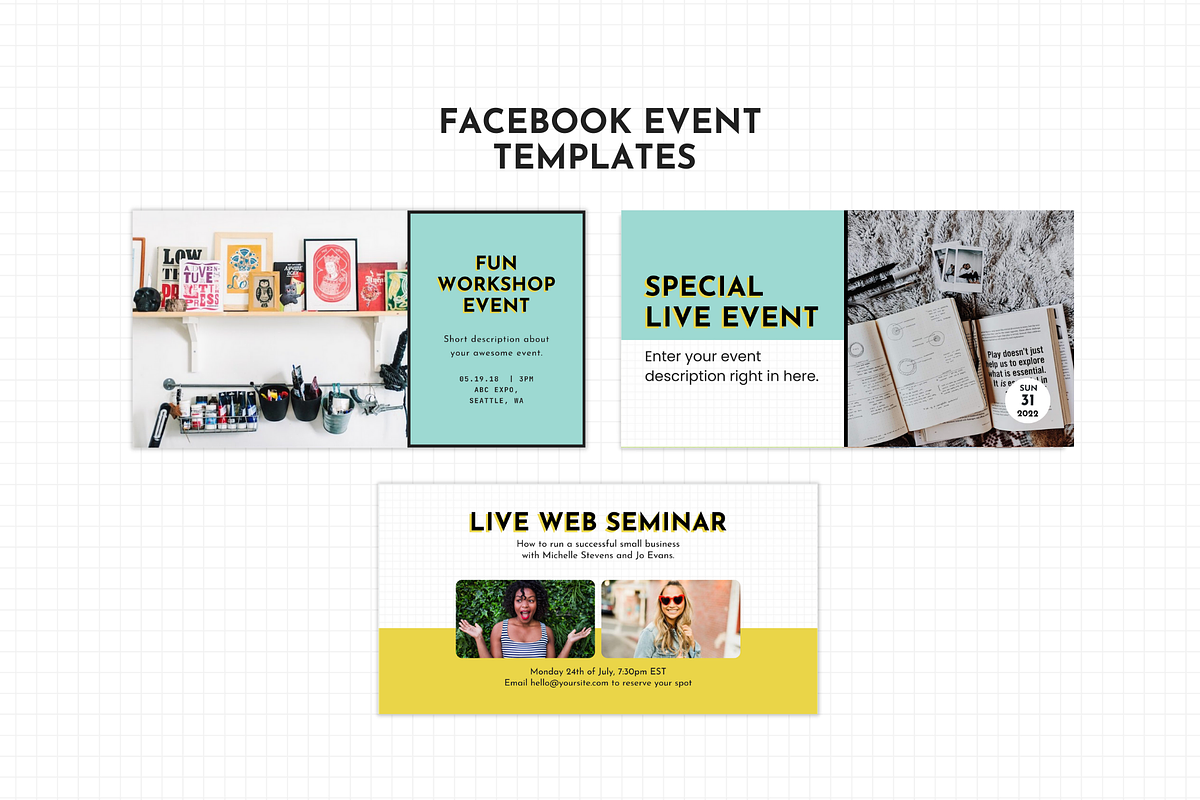 Facebook Template Yellow Canva, a Social Media Template by ltsdesigns (Photo 4 of 5)