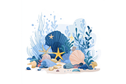 Prompt Ocean Brushstroke Clipart, a Decorative Illustration by Creative design (Thumbnail 2 of 7)