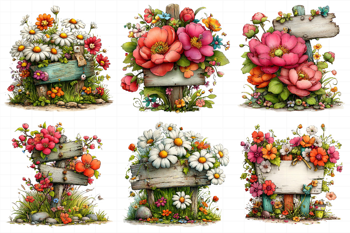 Whimsical Spring Signpost Clipart, an Illustration by Daily.Designs (Photo 4 of 8)
