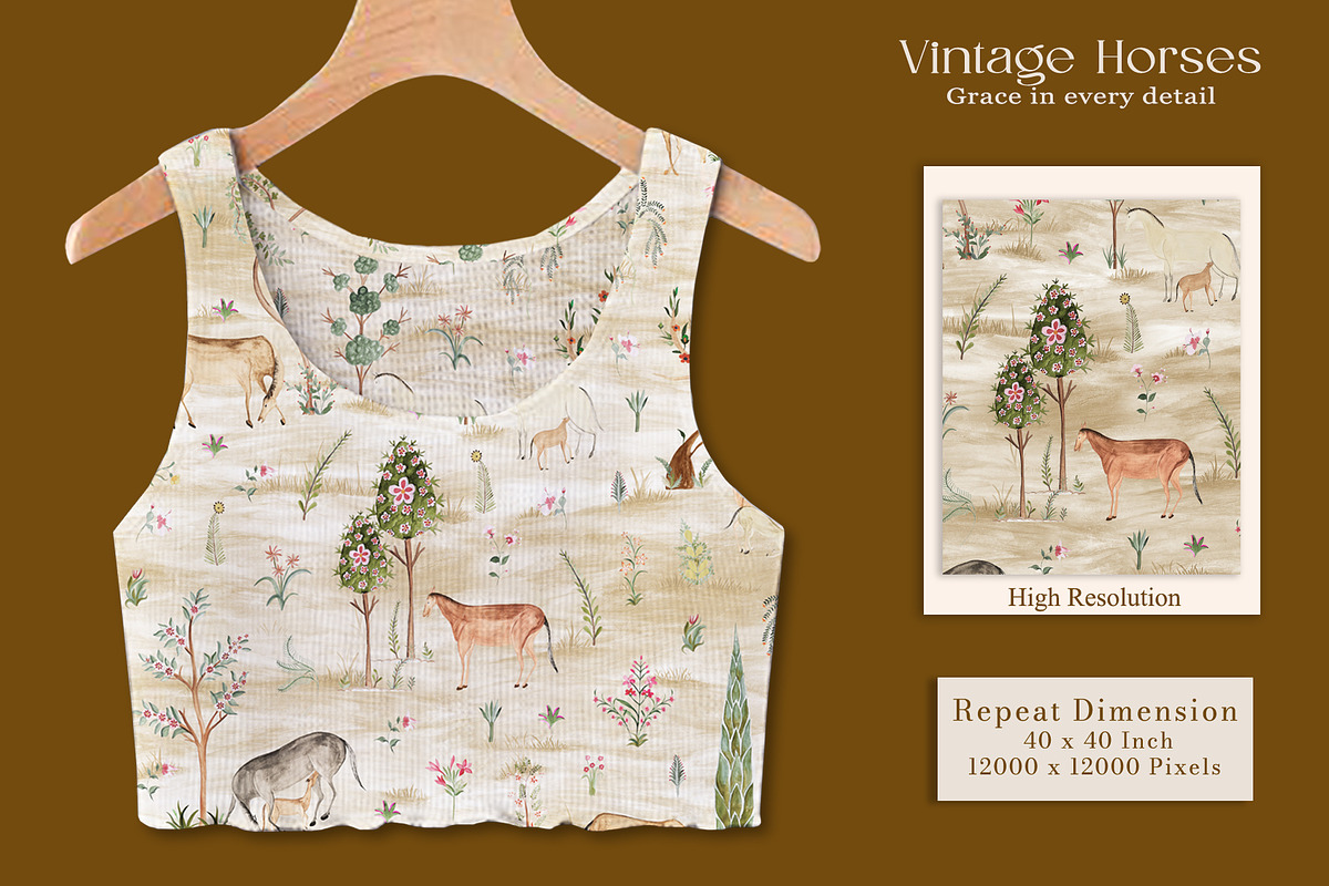 Vintage Horses Prints & Patterns, a Pattern Graphic by GND ART STUDIO (Photo 3 of 8)
