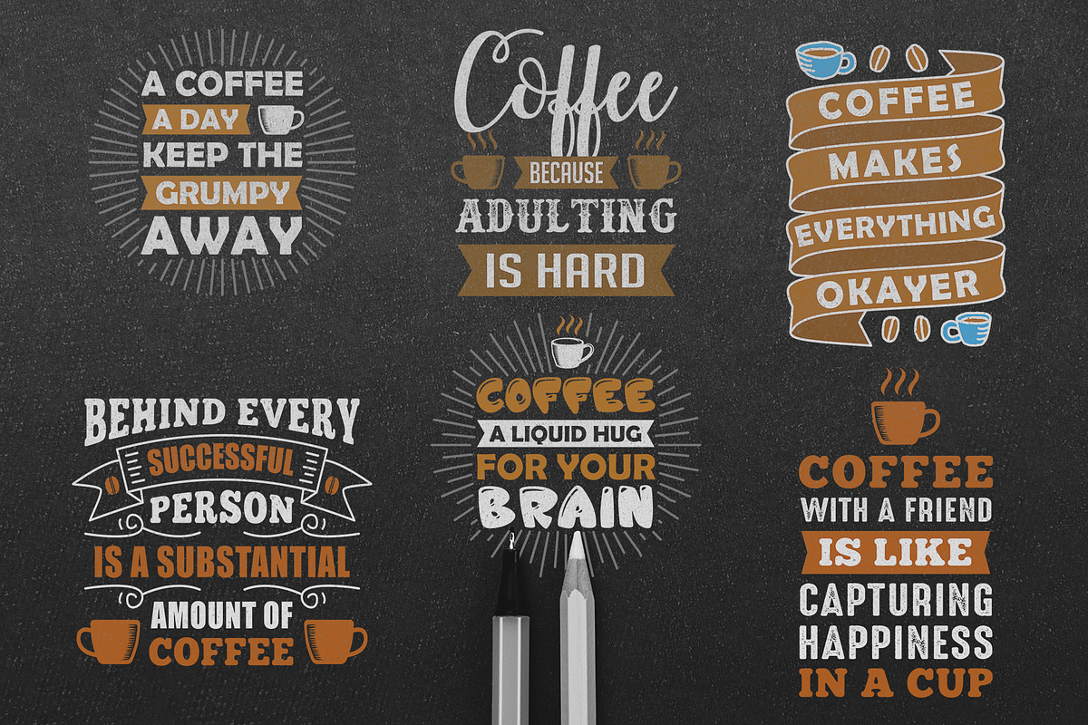 Coffee Quotes Crafts Vol 9, a Decorative Illustration by Tosca Digital (Photo 4 of 6)