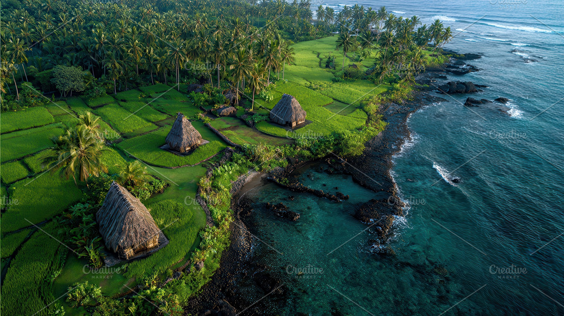 Scenic view of traditional huts, a Photo by Pavel_design