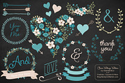 Vintage Blue Vector Wedding Flowers, an Illustration by Amanda Ilkov (Thumbnail 2 of 4)