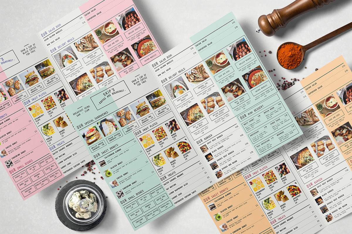Clean Simple Bifold Food Menu, a Flyer Template by BlueRobinStudio (Photo 5 of 5)
