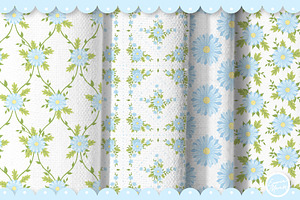 Blue Flower Seamless Patterns