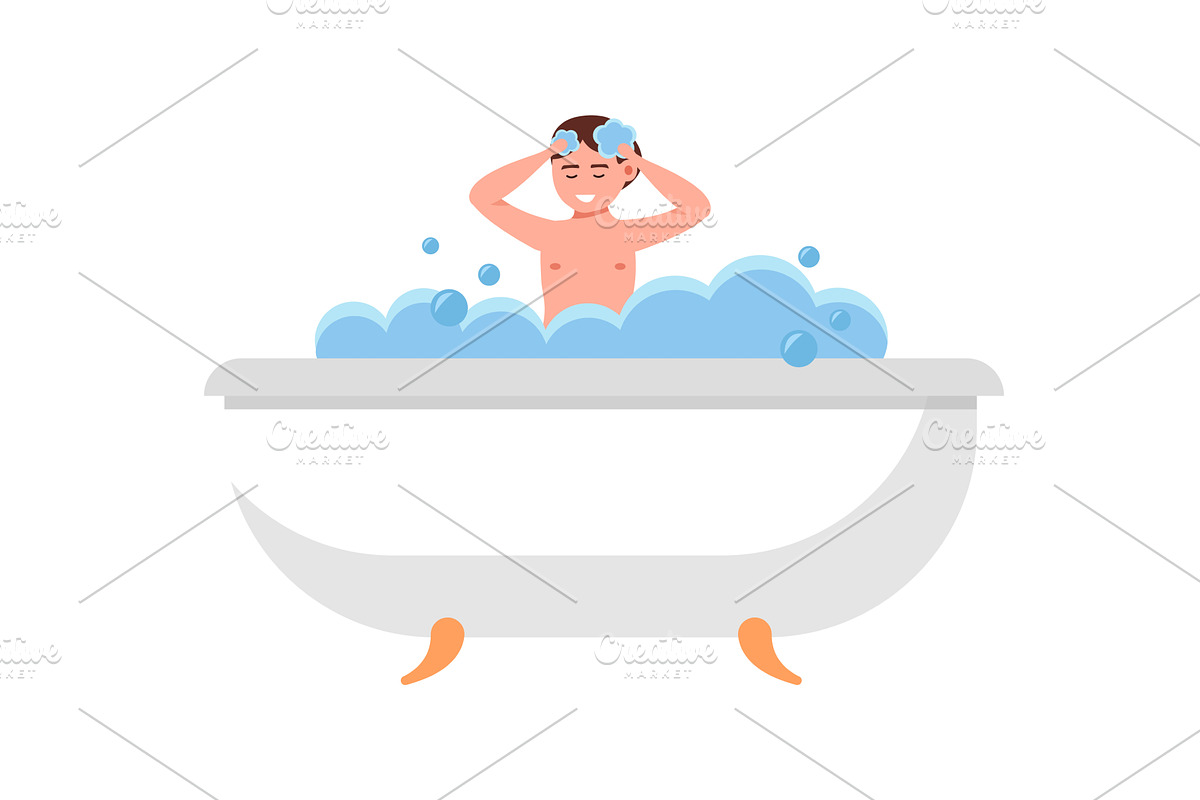 child washing in bathroom vector noy, an Illustration by vectorpointstudio