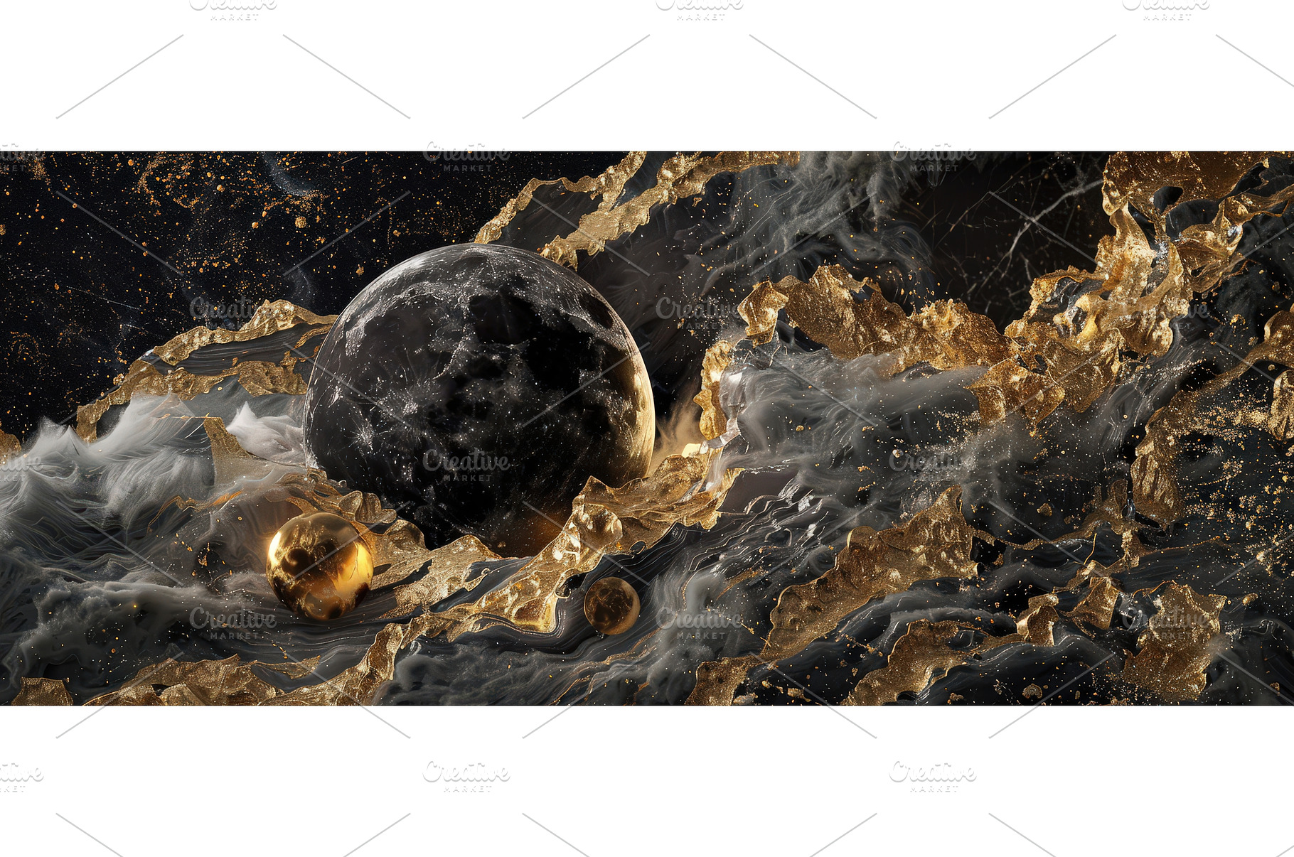 Luxury space fantasy with gold and, an Abstract Photo by piter.goskov