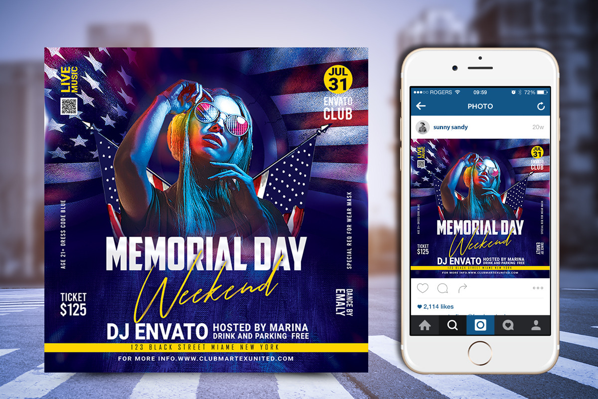 Memorial Day Party Flyer, a Flyer Template by Poushe Design