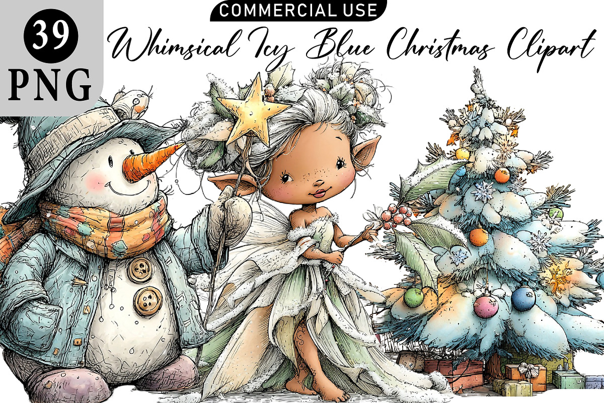 Whimsical Icy Blue Christmas Clipart, an Illustration by Daily.Designs (Photo 1 of 5)