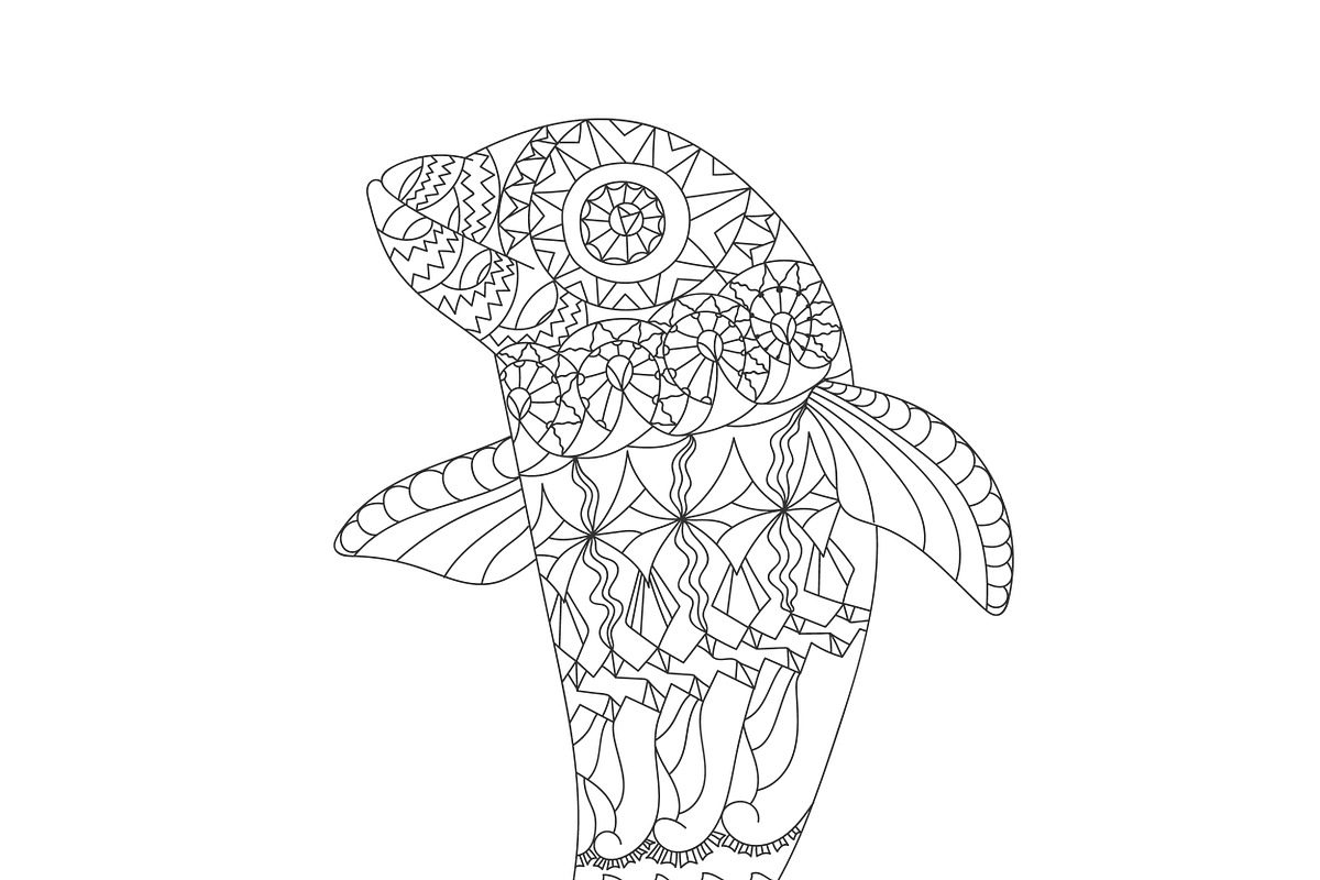 Patterned dolphin, an Animal Illustration by Funky corner
