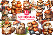 Watercolor Autumn Cute Beaver, an Illustration by CreationArt (Thumbnail 1 of 9)