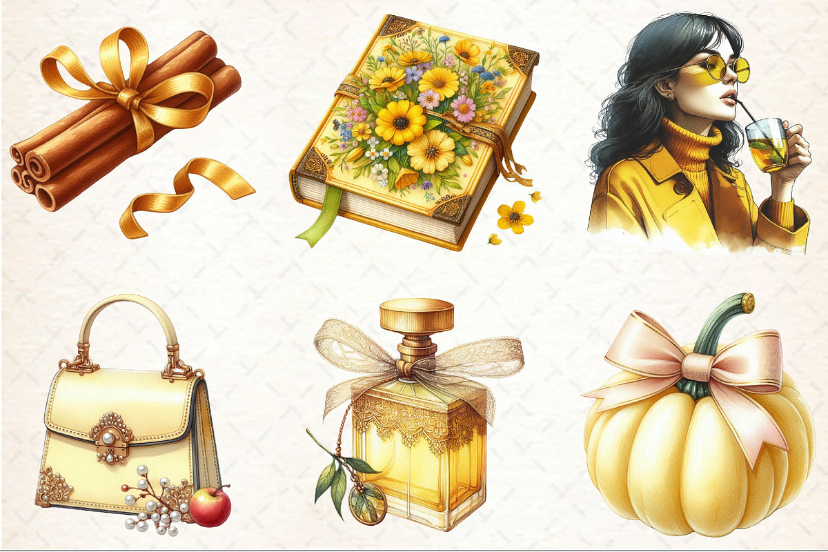 Yellow Coquette Autumn Clipart, an Illustration by Rose Art (Photo 3 of 5)