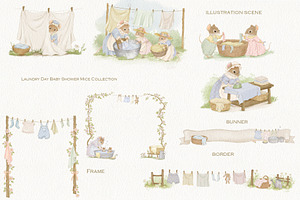 Laundry Day Mice Clipart Collection