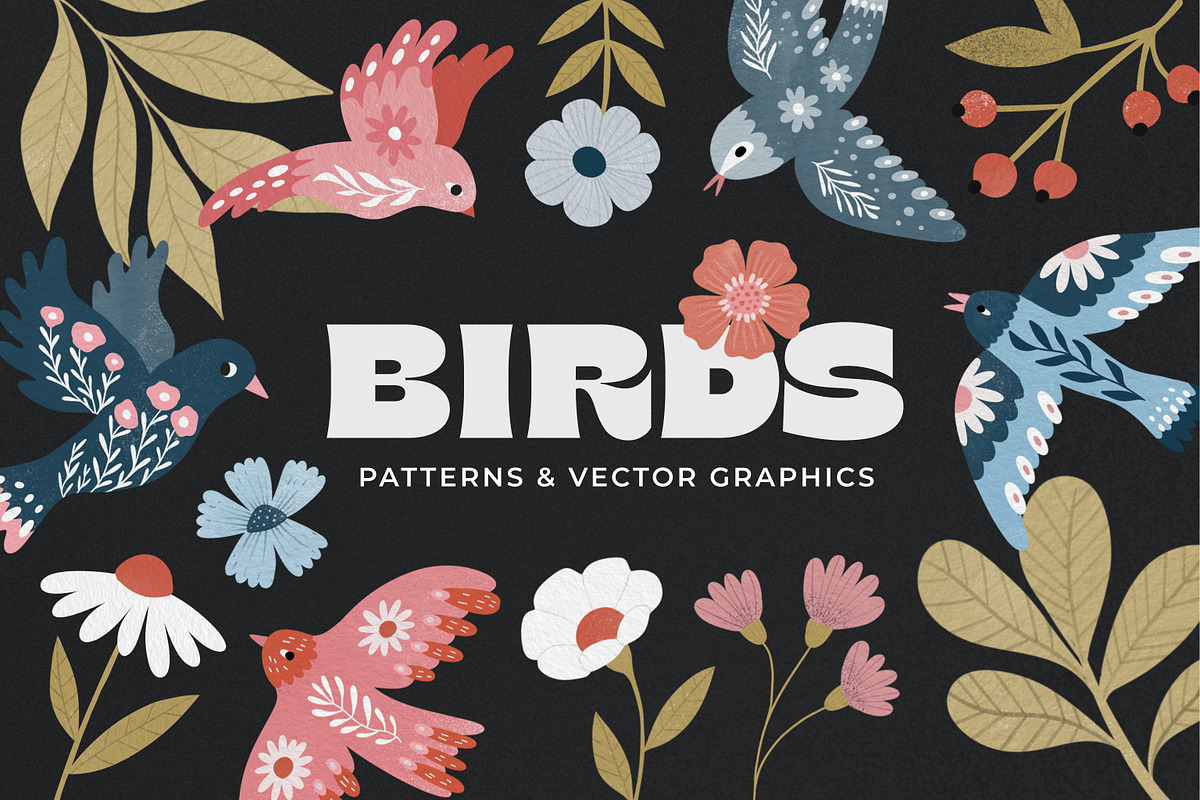 BIRDS patterns & graphics, a Pattern Graphic by Marie Smth