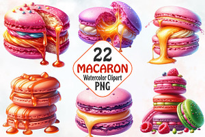 Macaron Watercolor Clipart, an Illustration by RobertsArt