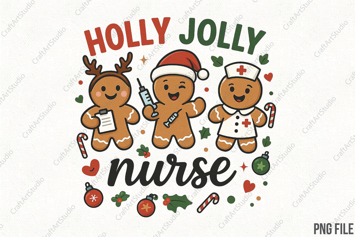 Holly Jolly Nurse Gingerbread Nurse, an Illustration by CraftArtStudio (Photo 1 of 4)