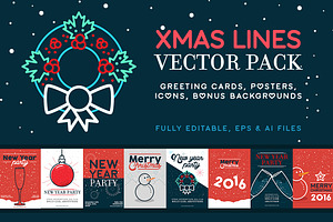 XMAS LINES Vector Pack + Bonus