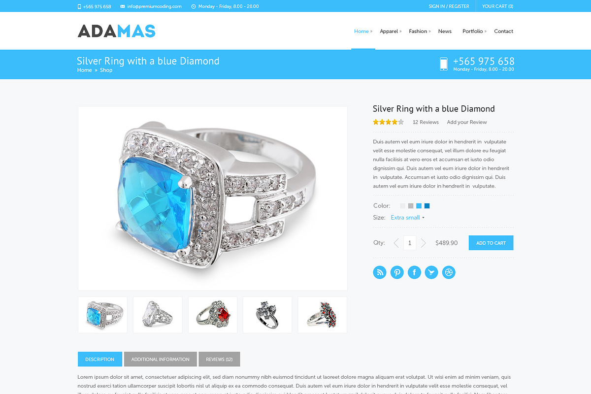 Adamas - Responsive WooCommerce Shop, a WordPress Template by PremiumCoding (Photo 3 of 5)