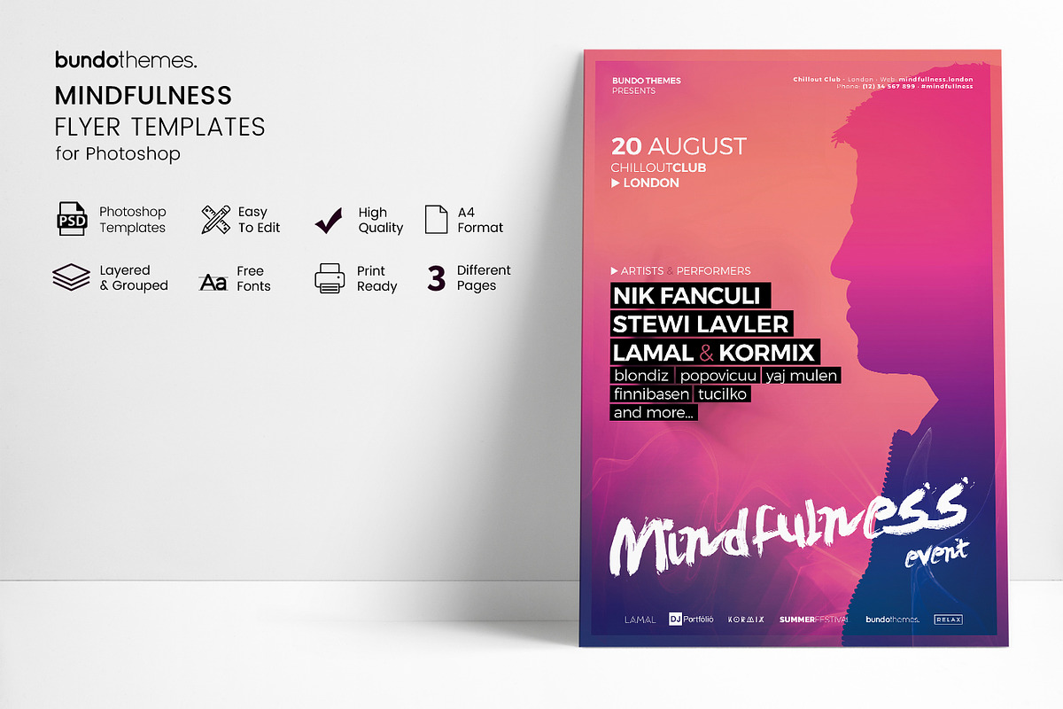 Mindfulness Event and Festival Flyer, a Flyer Template by Bundo Themes (Photo 2 of 8)