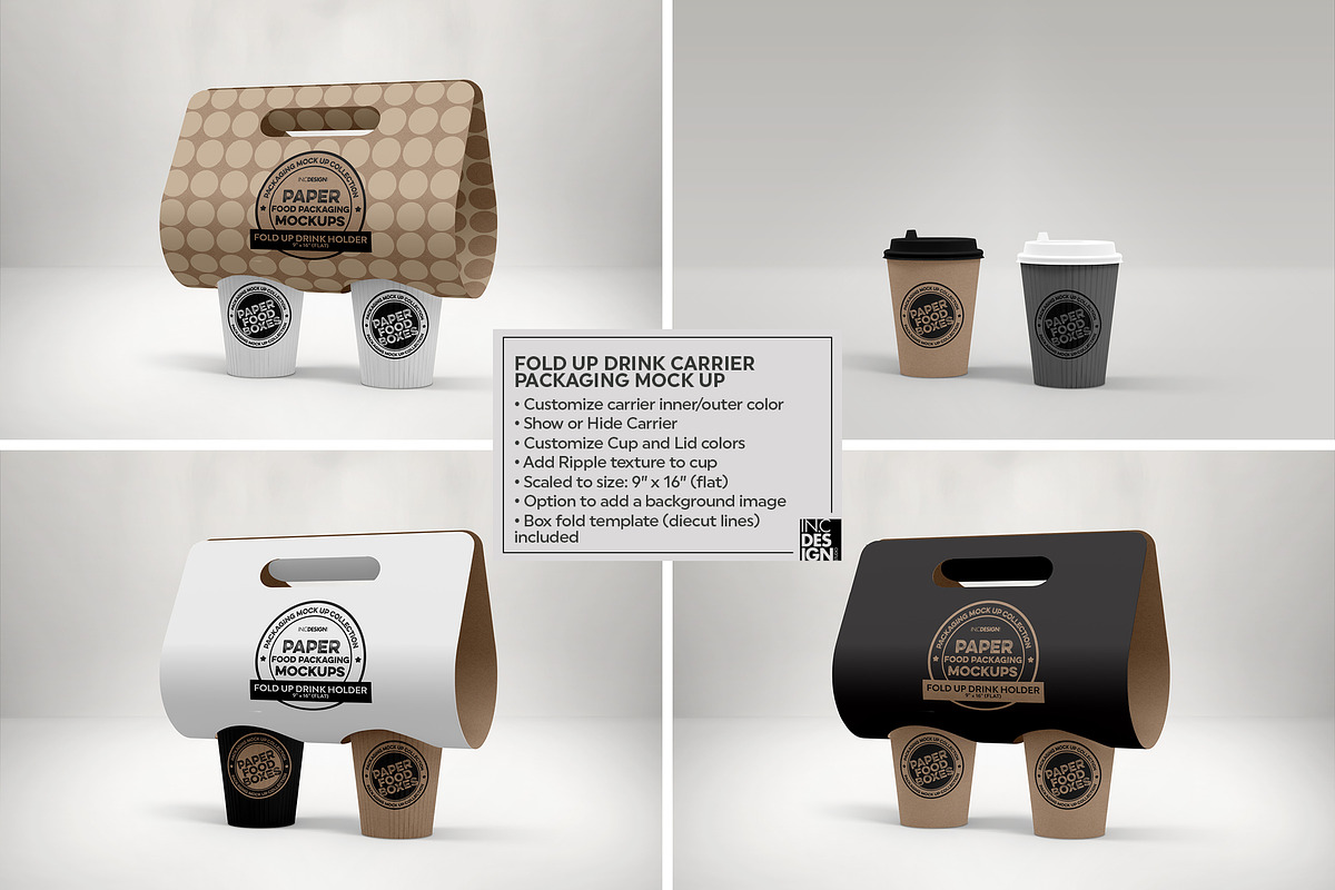Fold Up Drink Carrier Mockup, a Cups & Container Mockup by INCDesign (Photo 4 of 9)