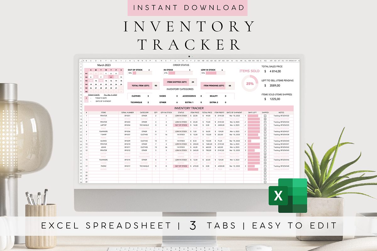 Excel Inventory Tracker Template, a Templates & Theme by BRANDcontent