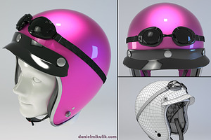 PINK Retro Motorcycle Helmet