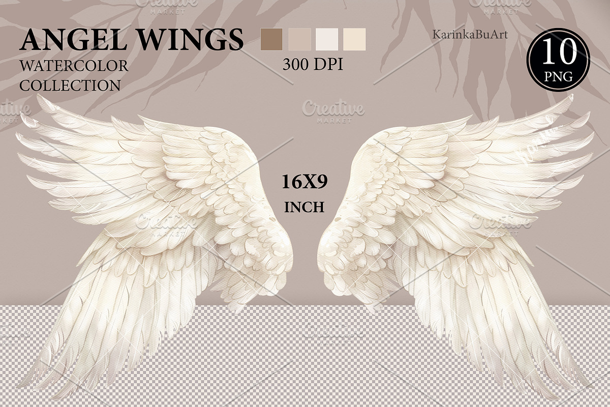 Watercolor White Angel Wings png set, an Object Graphic by KarinkaBU (Photo 3 of 6)