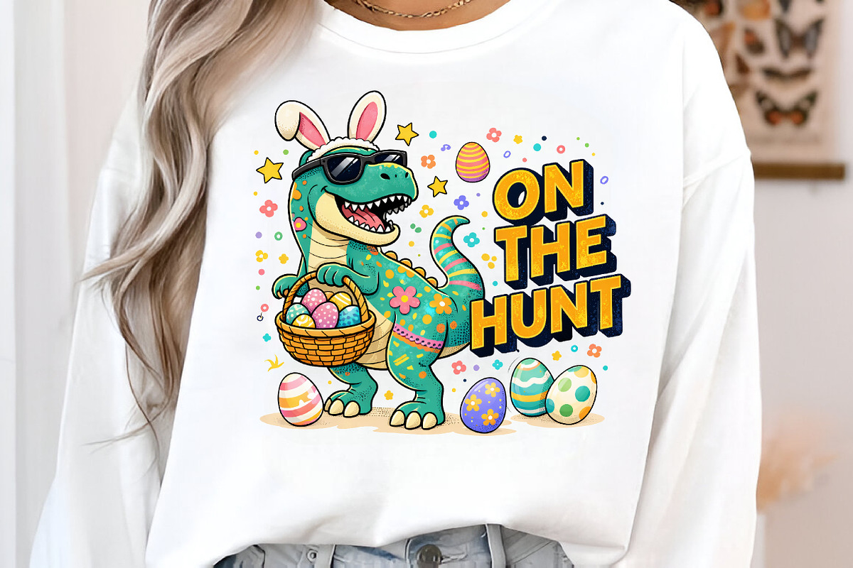 Dinosaur T Rex Easter Sublimation PN, an Illustration by Libby Wishes (Photo 2 of 6)