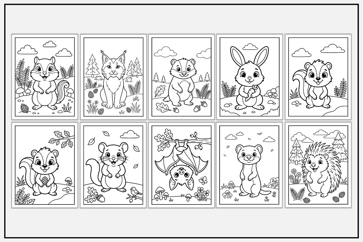 Woodland Animals Coloring Pages, an Animal Illustration by Lamia Emad (Photo 2 of 5)
