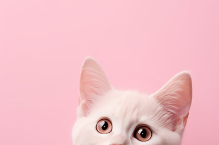 Beautiful white cat on a pink background, an Abstract Photo by Natalia Klenova's Shop