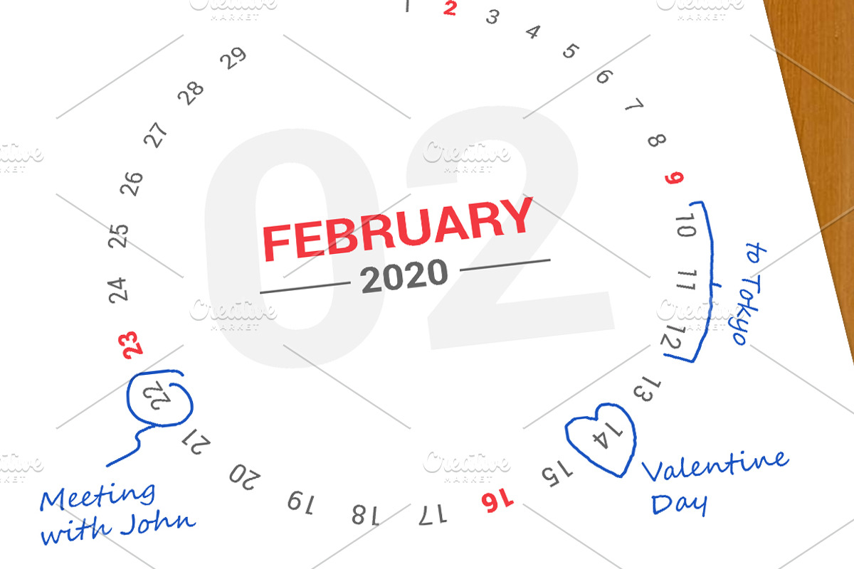 Calendar 2020 Round Style, a Stationery Template by WORAKAMON Design Studio (Photo 3 of 4)