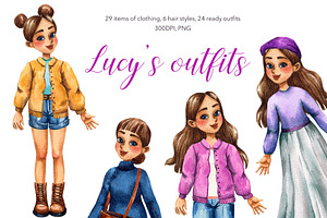 Lucy's Outfits - Watercolor Clipart