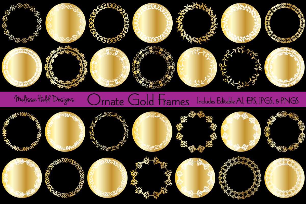 Ornate Gold Circle Frames, a Background Graphic by Melissa Held Designs (Photo 1 of 5)