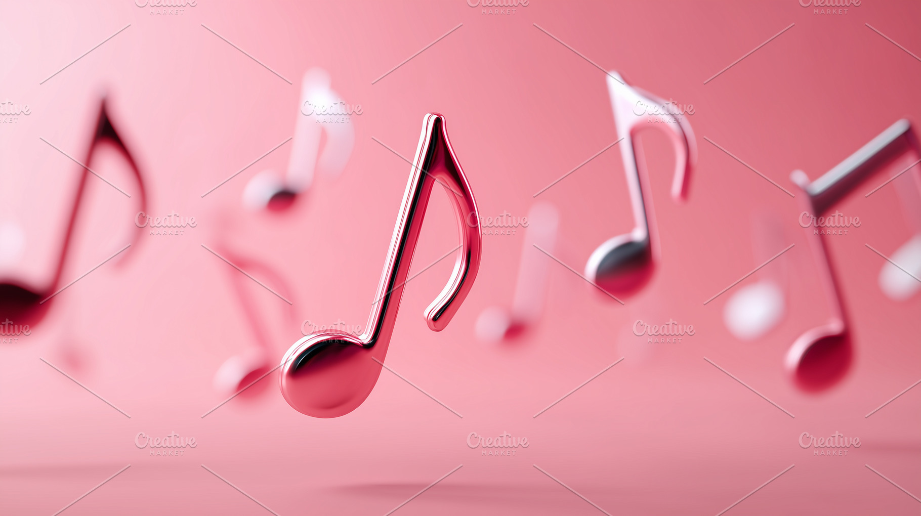 Floating pink metallic music notes, an Arts & Entertainment Photo by MistyDay