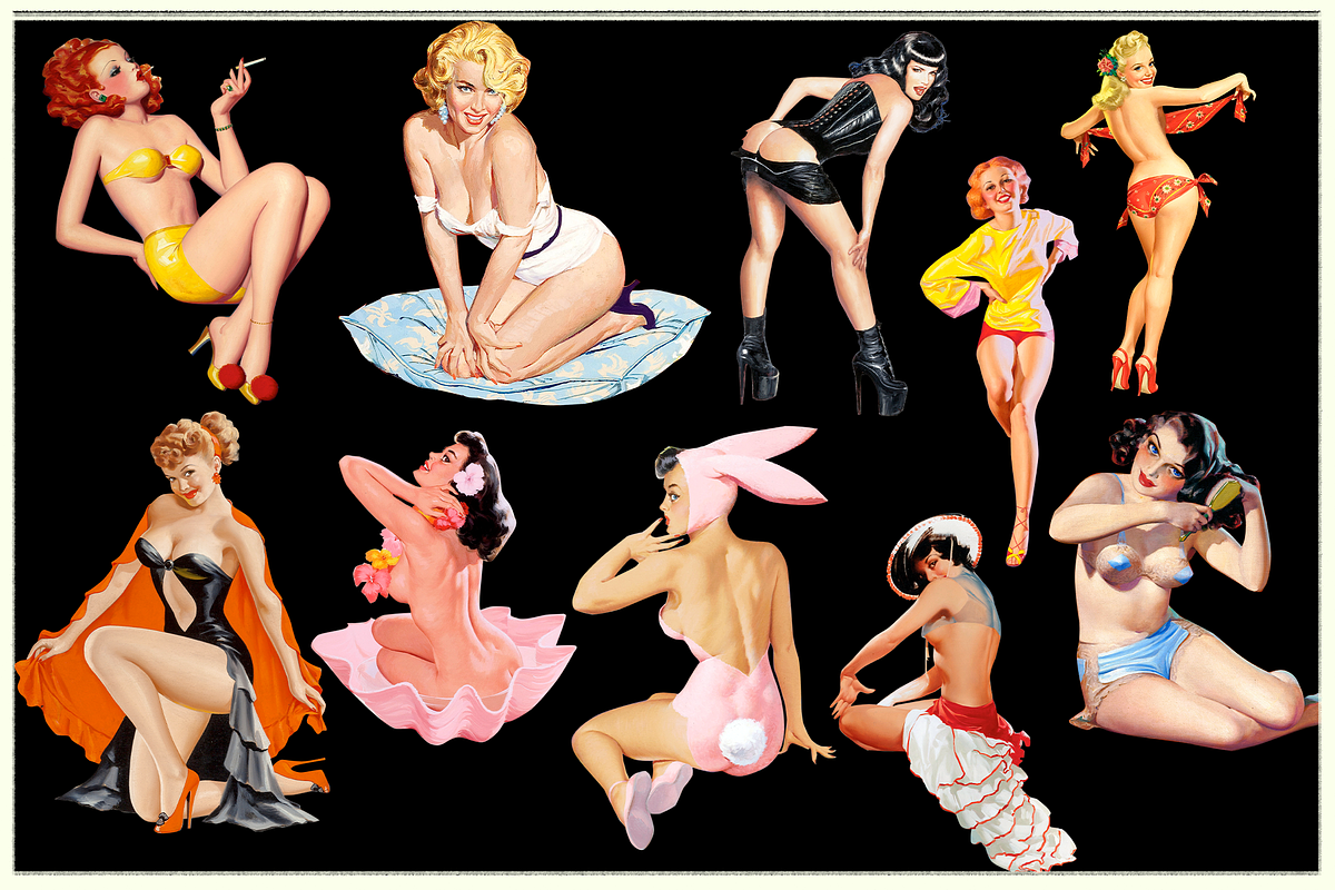 Naughty Pin Up Girls - 50 Clipart, an Illustration by Lilithcollageart (Photo 5 of 6)