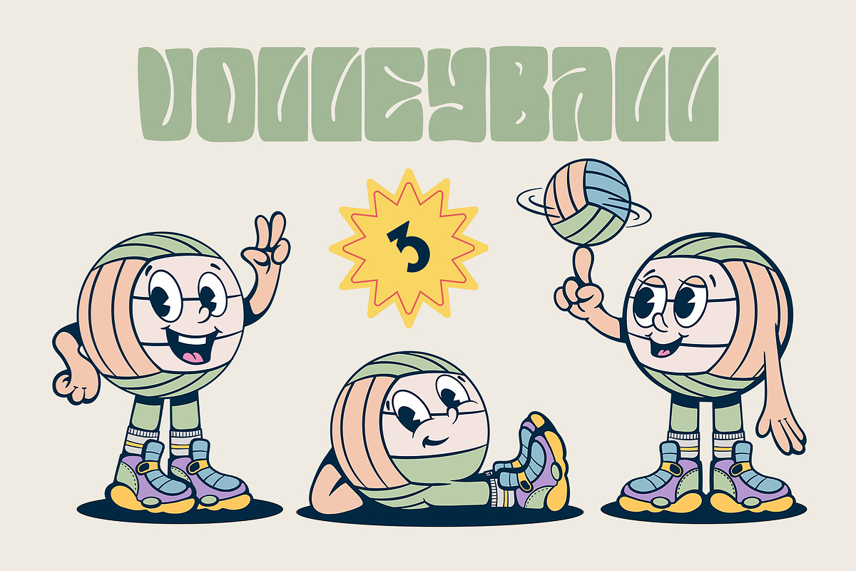 Sport Balls Retro Characters, a Sport Illustration by Alina Sh (Photo 5 of 11)
