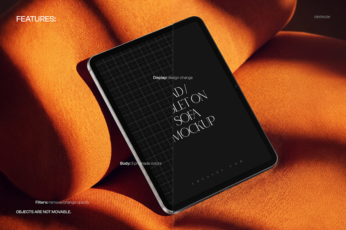 iPad Pro on Sofa Mockup, an iPad Mockup by creatsy5 (Photo 3 of 4)