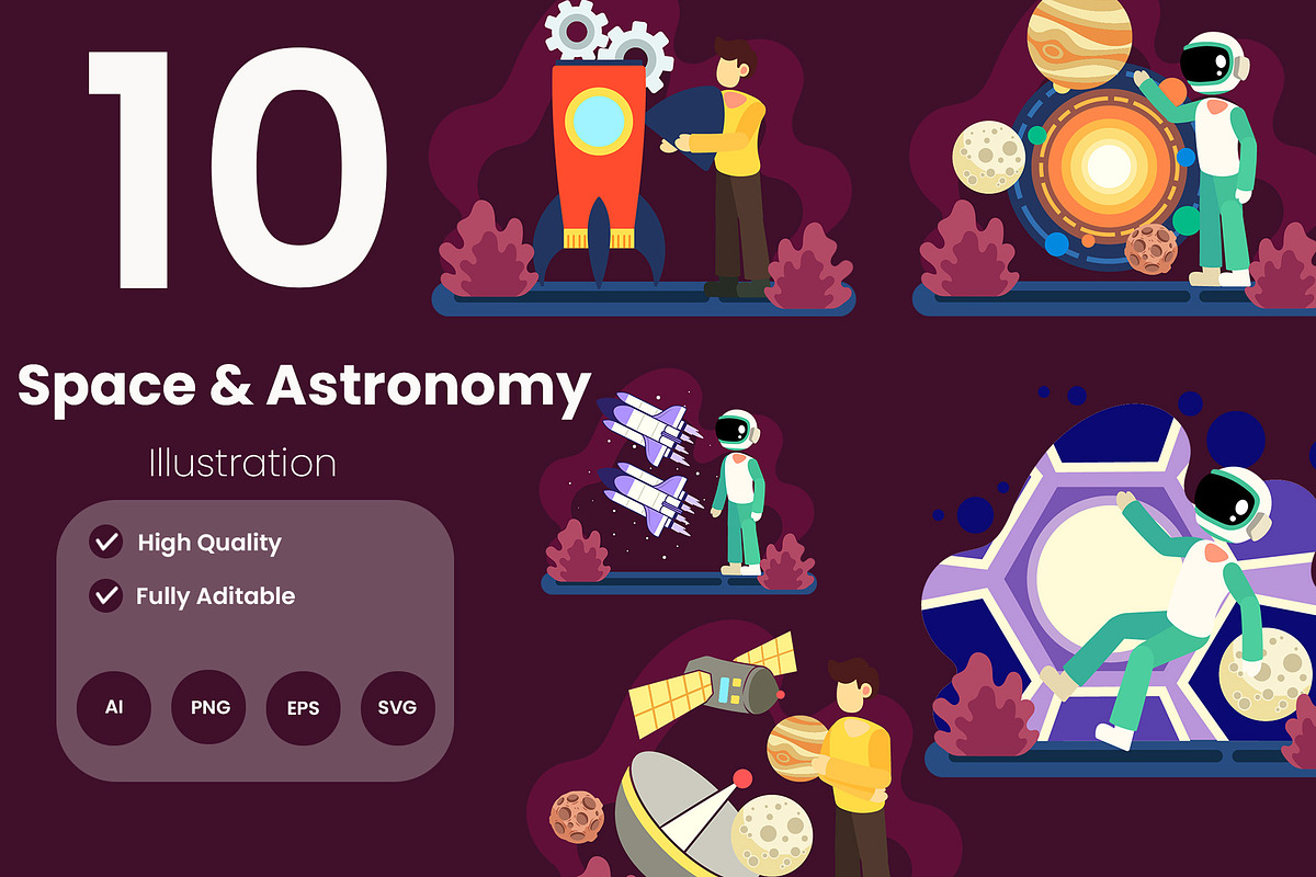 Space and Astronomy Illustration Set, an Illustration by baii09 (Photo 1 of 4)