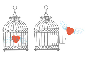 Red heart with wings flies away from, an Object Illustration by Vectorbuum