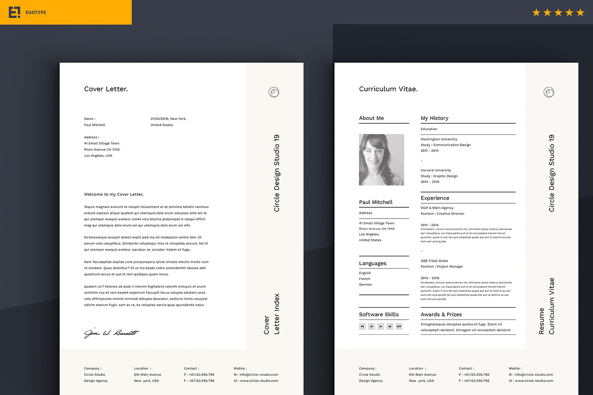 Circle Resume and Letter, a Resume Template by Egotype (Photo 6 of 9)