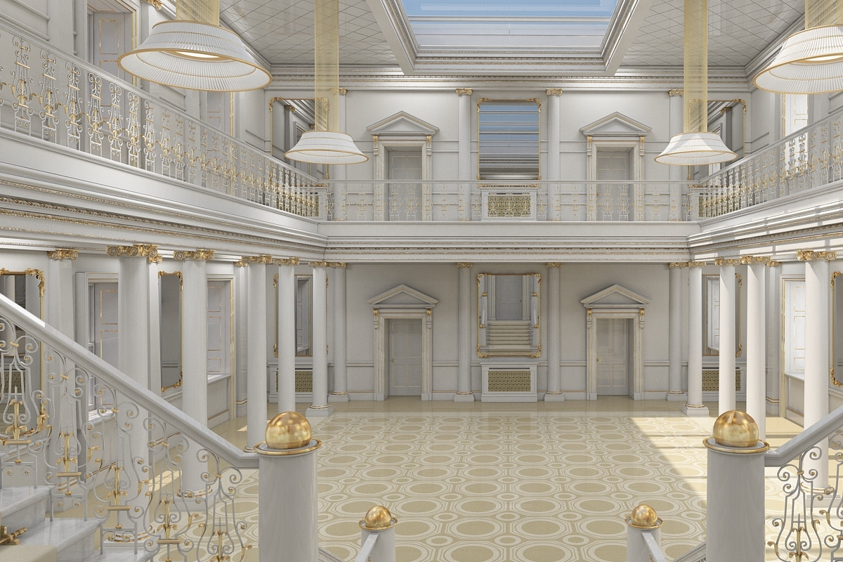 3Dmodel Grand Hall Lobby Staircase 2, an Architecture 3D Model by Giimann (Photo 14 of 16)