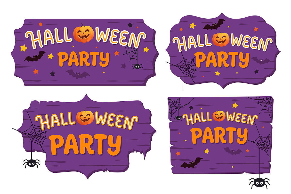 Halloween Party Cards Illustrations, a Seasonal Illustration by Evgeniia (Photo 3 of 4)