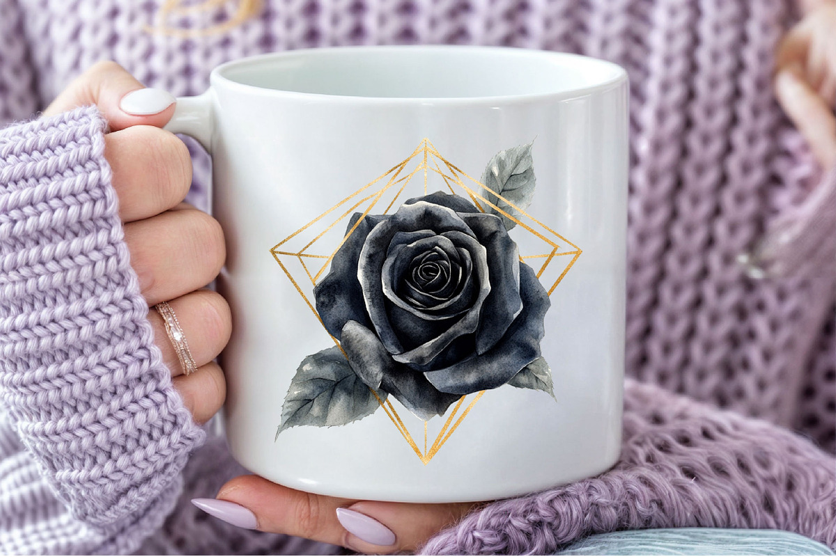 Black and Gold Rose Clipart, an Illustration by Pixels.Craft (Photo 5 of 7)