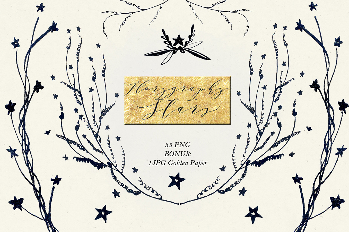 Florygraphy STARS. Ink clipart, a Texture Illustration by LABFcreations (Photo 1 of 4)