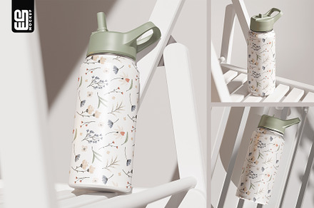 Thermo Flask on Wooden Chair Mockup, a Cups & Container Mockup by SD Mockup